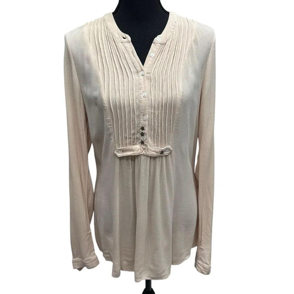 FREE PEOPLE Snap Out Of It Top  Women's Size X-SMALL XS Beige Boho‎ Hippie